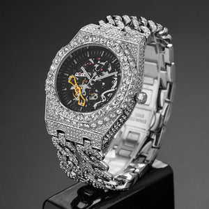 Iced Out Cuban Link Skeleton Watch - Different Drips