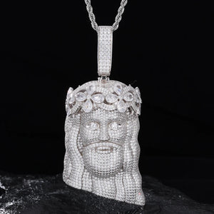 S925 Moissanite Jesus Head Pendant with Crown - Different Drips