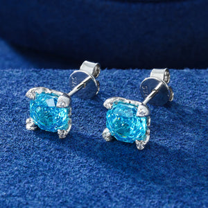 Moissanite Ice-Blue Round Stud Earrings - Different Drips