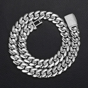 8-22mm Solid 18k Miami Cuban Link Chain w/Iced Clasp - Different Drips