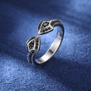 S925 Black Moissanite Dual Shield Ring - Different Drips