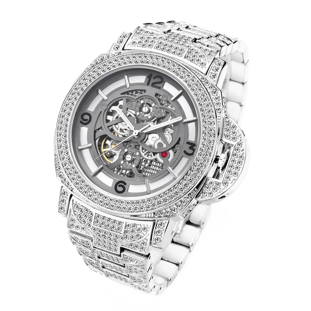 Automatic Skeleton Gold Pave Watch - Different Drips
