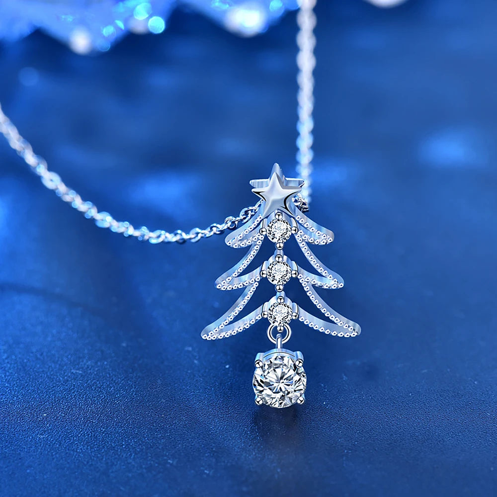 Women's S925 Moissanite Christmas Tree Pendant - Different Drips