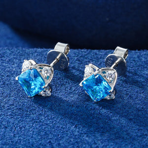 Moissanite Princess-Cut Ice Blue Stud Earring - Different Drips