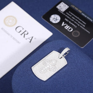 S925 Moissanite Baguette Diamond Cross Dog Tag Pendant - Different Drips