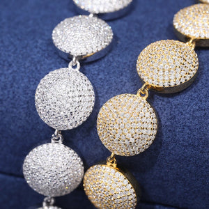 12mm S925 Moissanite Pave Round Link Bracelet - Different Drips
