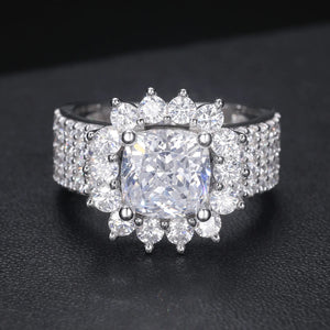 S925 Moissanite Flower Halo Pave Band Ring - Different Drips