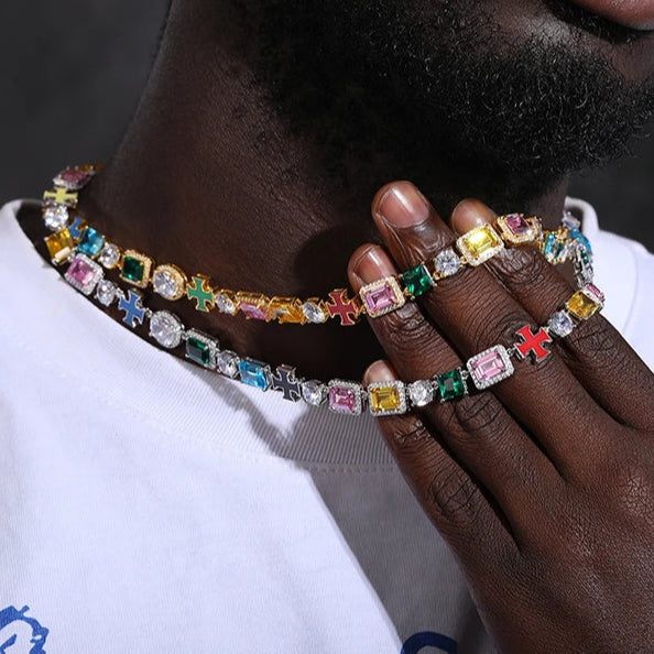 8mm S925 Luminous Enamel Cross Tennis Chain - Different Drips