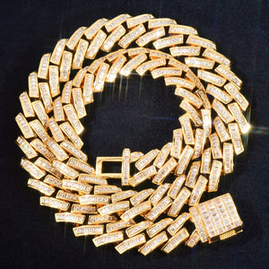 10mm Baguette Prong Cuban Link Chain - Different Drips