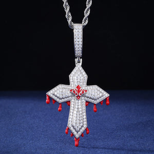 S925 Moissanite Dripping Cross Pendant - Different Drips