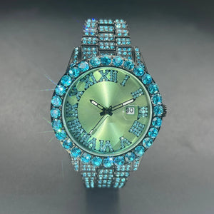 Bust Down Aqua Roman Watch - Different Drips