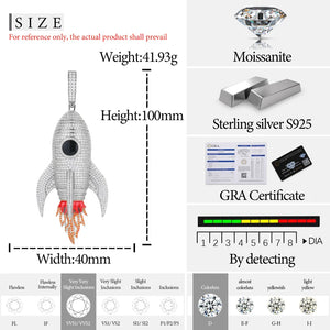 S925 Moissanite Rocket Ship Pendant - Different Drips