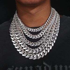 8-22mm Solid 18k Miami Cuban Link Chain w/Iced Clasp - Different Drips