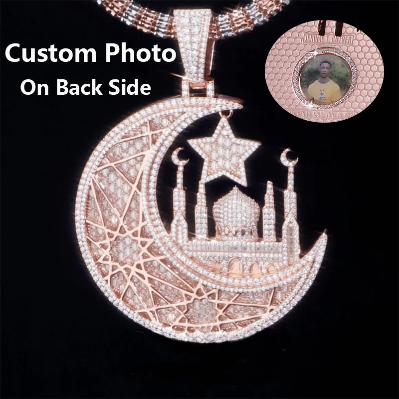 Crescent & Star Mosque Custom Photo Pendant - Different Drips
