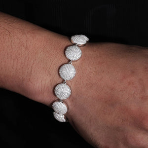 12mm S925 Moissanite Pave Round Link Bracelet - Different Drips
