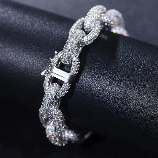 10mm S925 Moissanite Rolo Bracelet - Different Drips