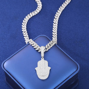 S925 Moissanite Hamsa Hand Pendant - Different Drips