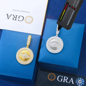 S925 Moissanite Evil Eye Medallion Pendant - Different Drips