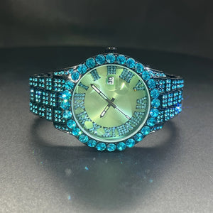 Bust Down Aqua Roman Watch - Different Drips