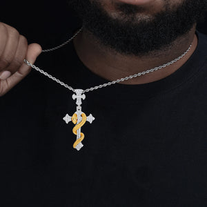 S925 Moissanite Diamond Cross & Snake Pendant - Different Drips