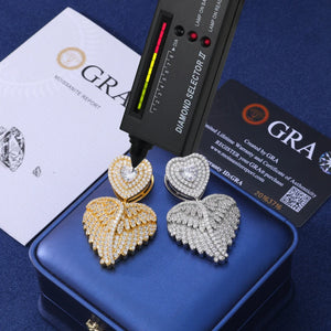 S925 Moissanite Angel Wing Heart Pendant - Different Drips