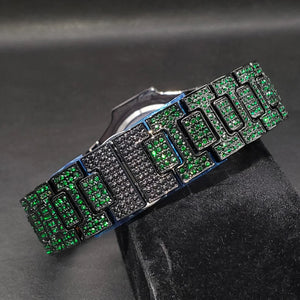 Bust Down Pink Cushion Case Watch with Date Window - Different Drips