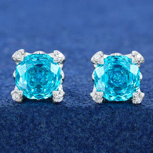 Moissanite Ice-Blue Round Stud Earrings - Different Drips