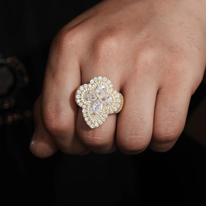 S925 Moissanite Cluster Cocktail Ring - Different Drips