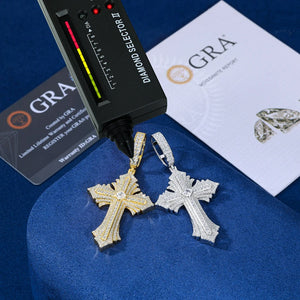 S925 Moissanite Diamond Multi Layered Royal Cross Pendant - Different Drips