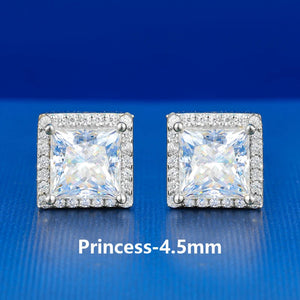 S925 Moissanite Princess Cut Square Stud Earrings - Different Drips