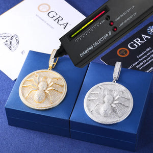 Iced Moissanite Spider Medallion Pendant - Different Drips