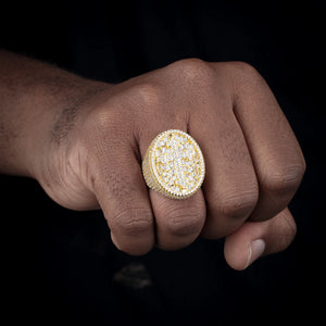 S925 Baguette Moissanite Diamond Cross Signet Ring - Different Drips