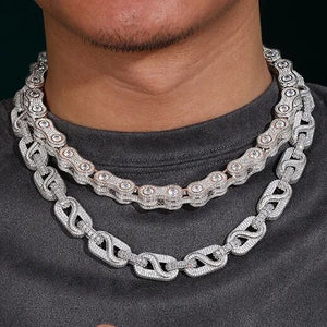 14mm S925 Moissanite Infinity Mariner Link Chain - Different Drips