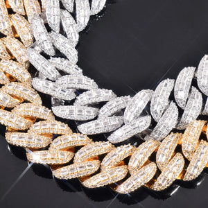 20mm Clustered Baguette Cuban Link Chain - Different Drips