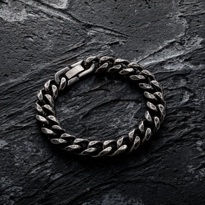 11mm Distressed Brushed Miami Cuban Link Bracelet - Different Drips