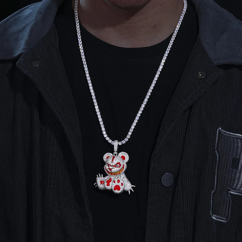 S925 Moissanite Savage Bear Pendant - Different Drips