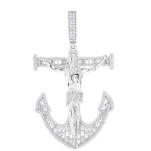S925 Moissanite Anchor Crucifix Pendant - Different Drips