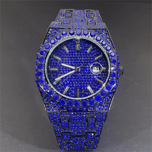 Bust Down Royal Blue Iced Out Watch - Different Drips