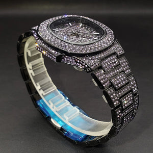 Bust Down Pink Cushion Case Watch with Date Window - Different Drips