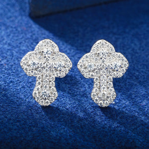 Moissanite Micro-Prong Cross Stud Earrings - Different Drips