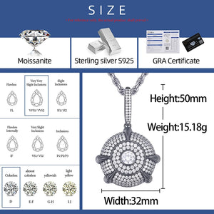 S925 Moissanite Diamond Dome Medallion Pendant - Different Drips