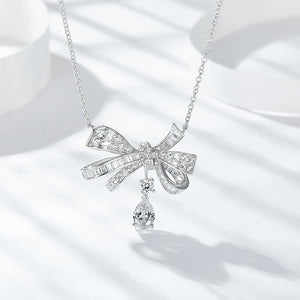 Women's S925 Moissanite Diamond Bow Pendant - Different Drips