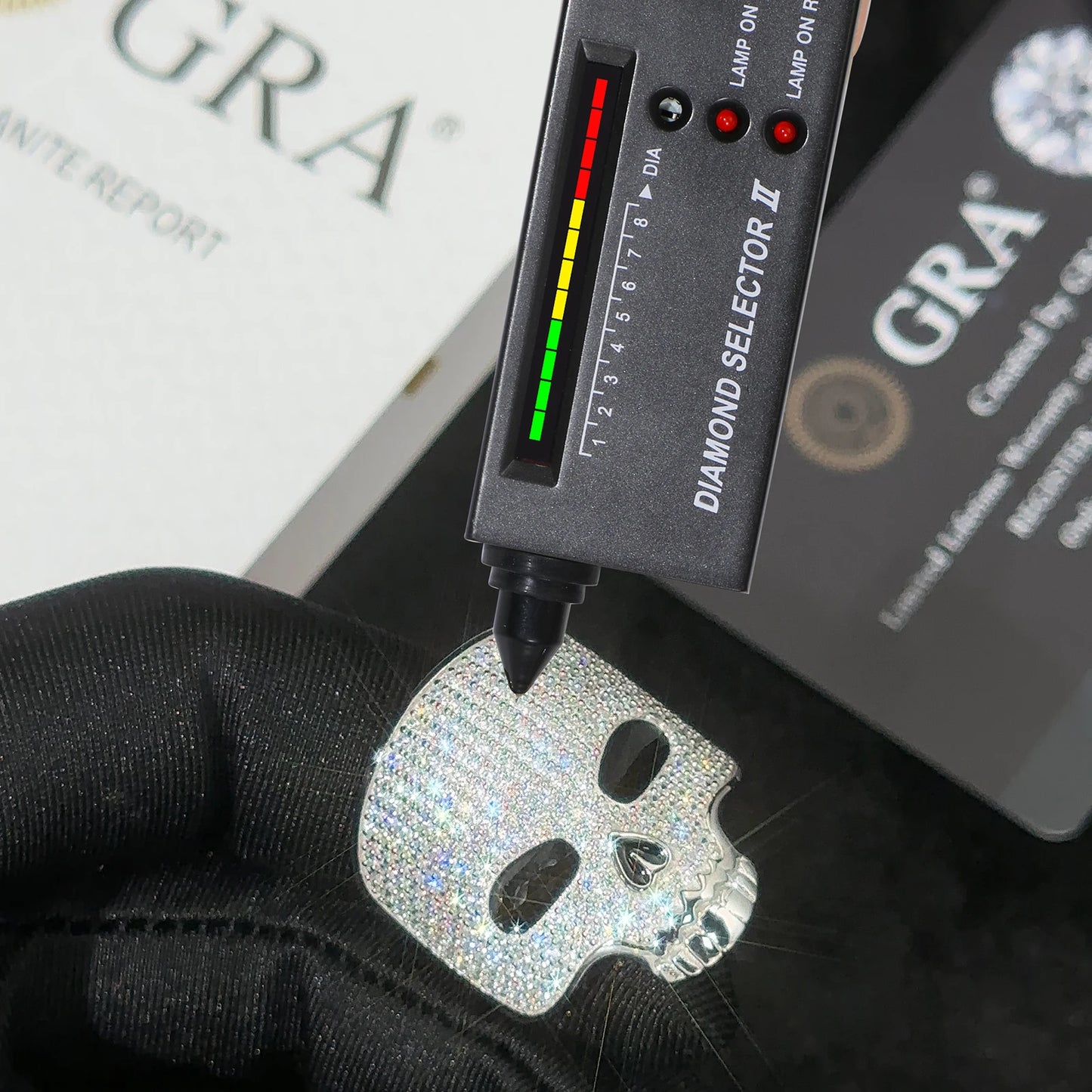 S925 Moissanite Skull Ring - Different Drips
