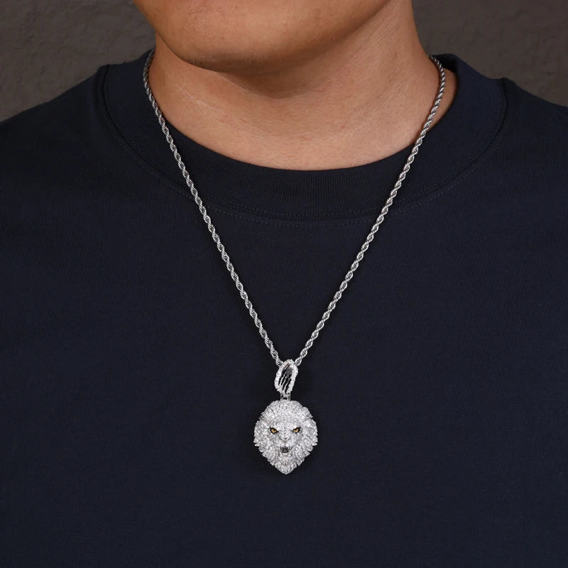 Moissanite Iced Lion Head Pendant - Different Drips