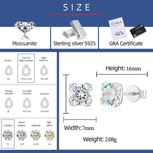 925 Sterling Silver Flower Prong Moissanite Stud Earrings - Different Drips