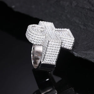 S925 Moissanite Pave Cluster Ankh Cross Ring - Different Drips