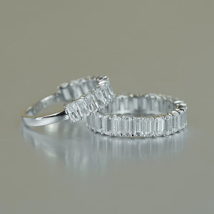 Women's S925 Moissanite Baguette Eternity Band Ring - Different Drips