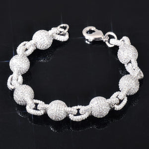 10mm Iced Ball Rolo Link Bracelet - Different Drips