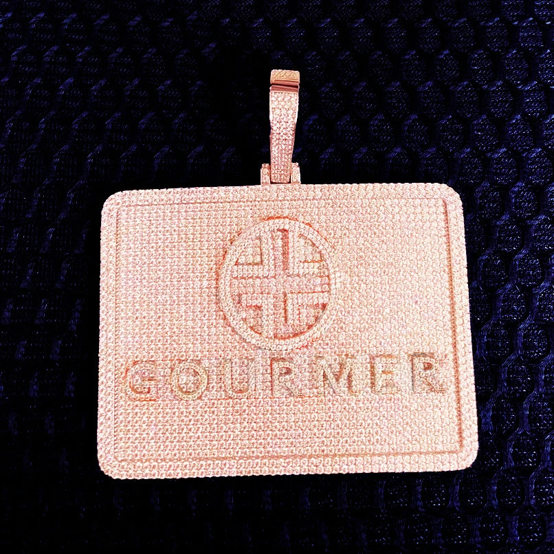 Square Layered Bold Custom Single Letter Pendant - Different Drips