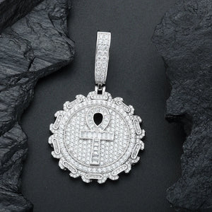 S925 Moissanite Ankh Medallion Pendant - Different Drips